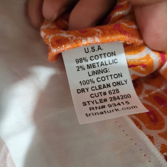 Trina Turk Halter Top Orange Metallic Tunic Keyhole Plunge Retro Y2K Size 6 - Picture 9 of 15
